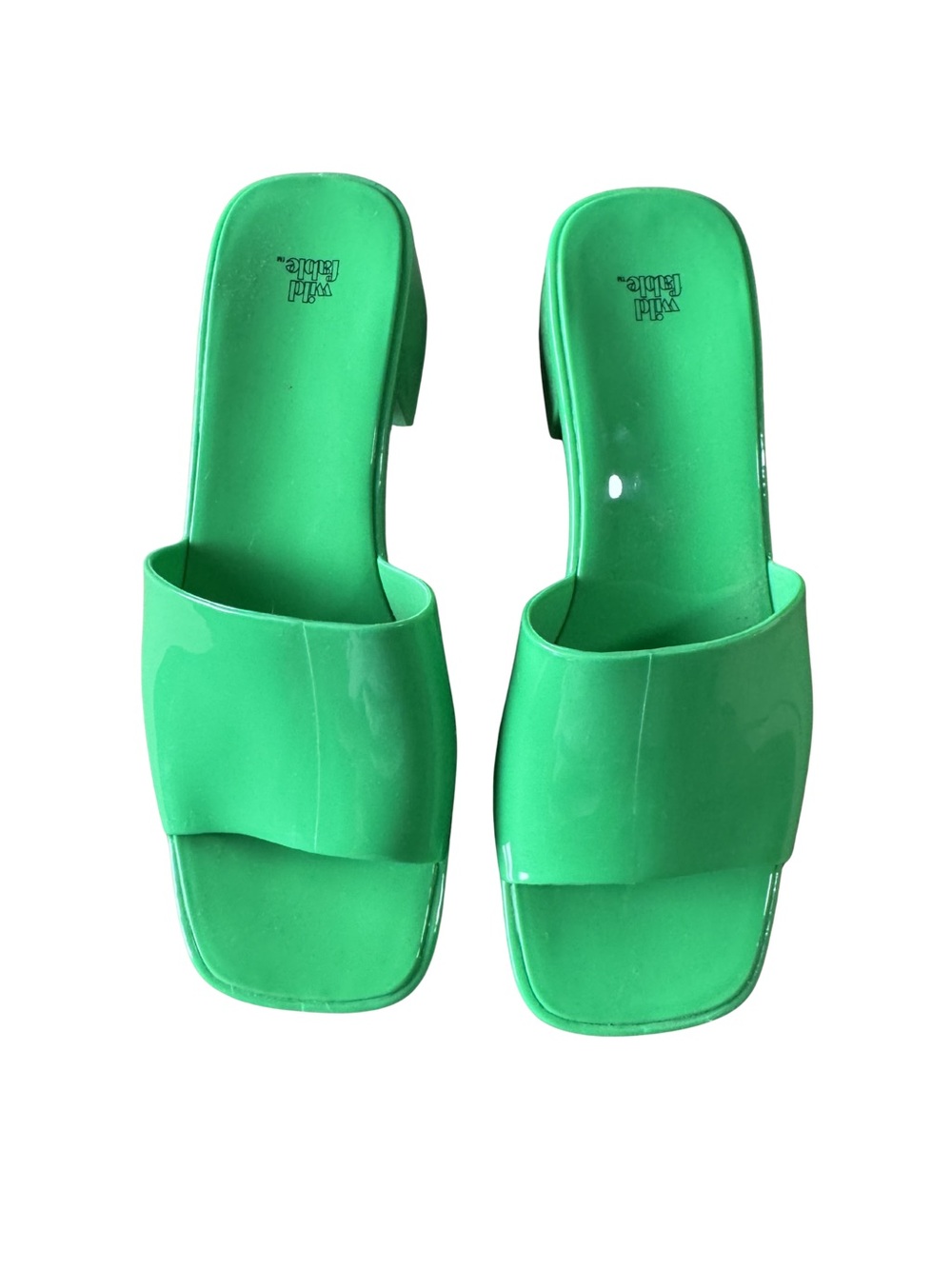 Wild Fable Green Jelly Slide Sandals Size 8 | Square Toe Slip-On Summer Shoes